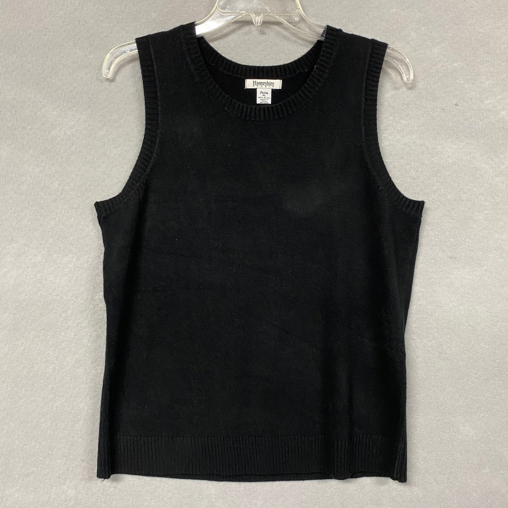 Hampshire Studio Women PL Sweater Vest Black Preppy Dark Academia Retro VTG